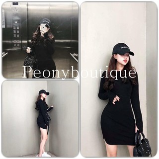 Váy nữ body xỏ ngón đen trơn siêu đẹp