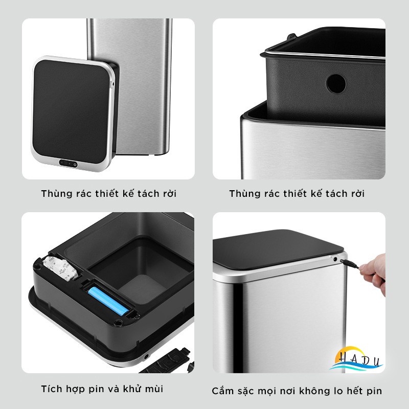 Thùng Đựng Rác Thông Minh Nhà Vệ Sinh Nhà Bếp Có Nắp Inox Tự Động Mở 9 Lít Chống Bám Bẩn CCKO