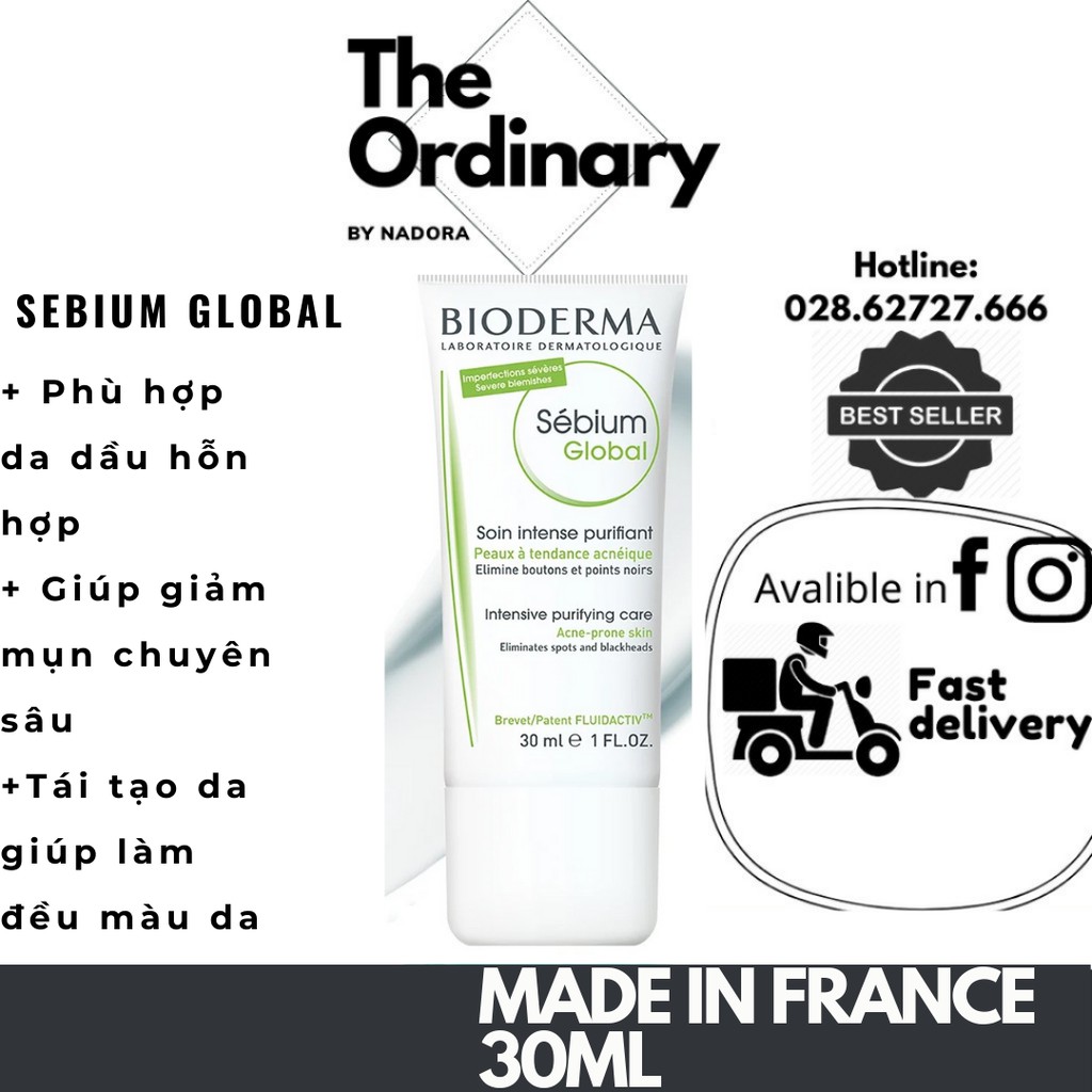 Kem Dưỡng Cho Da Dầu Mụn Bioderma Sebium Global (30ml)