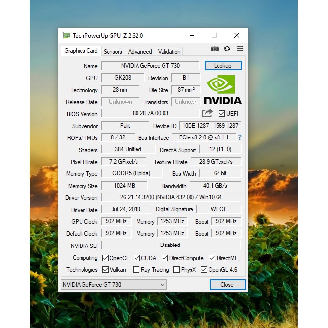 Card màn Hình Palit GT 730 1Gb DDR5 CHÍNH HÃNG ( bo lùn cho máy đồng bộ  , nâng cấp máy ) | BigBuy360 - bigbuy360.vn