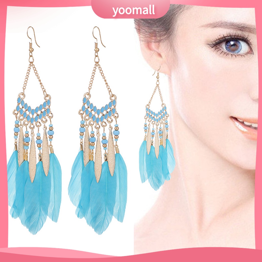 Ở stcok| 1 Đôi Bông Tai Hình Lông Vũ Phong Cách Bohemia Dành Cho Nữ