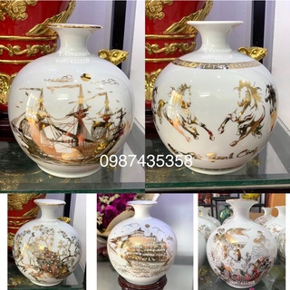 Hút lộc trắng vẽ vàng gốm sứ Bát Tràng