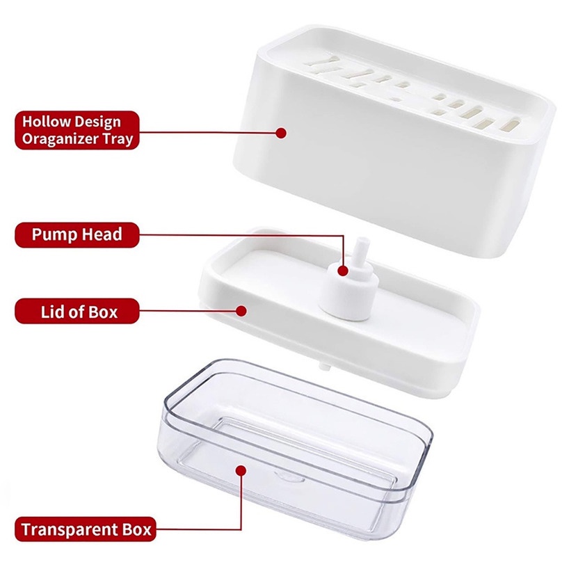 A - LIFE Bình Đựng Xà Phòng Rửa Chén Có Giá Đỡ Xốp 2 Trong 1 Cho Nhà Bếp