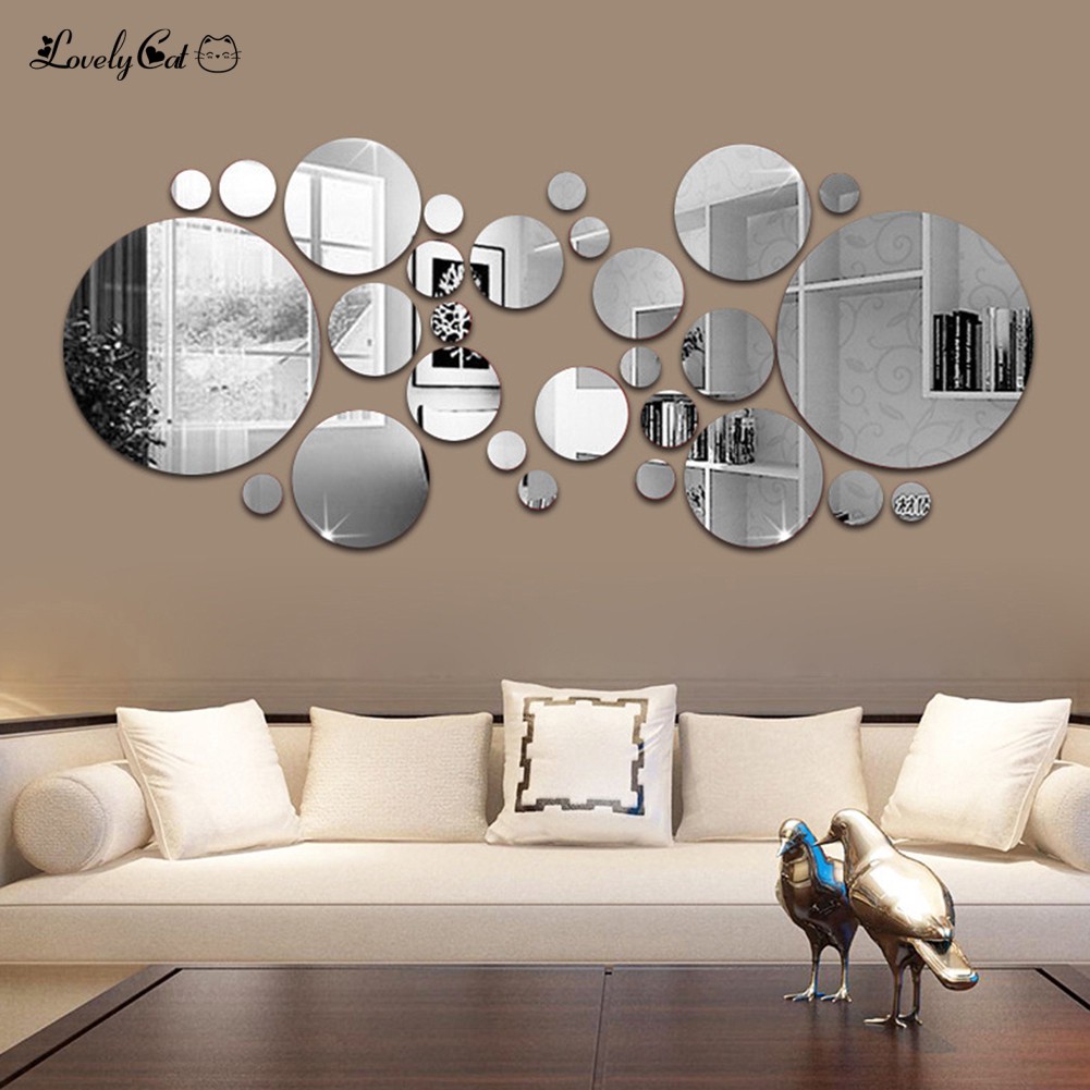 Bộ 30 Miếng Dán Tường Bằng Giấy Tráng Gương 3d