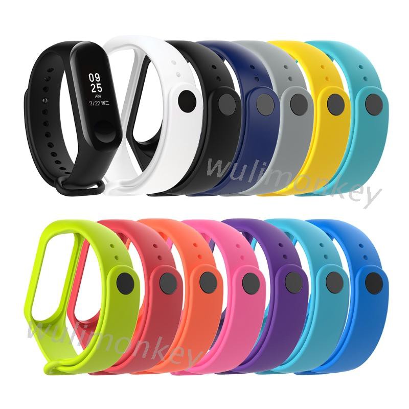 Dây Đeo Thay Thế Chất Liệu Silicon Màu Trơn Cho Xiaomi Mi Band 3 4