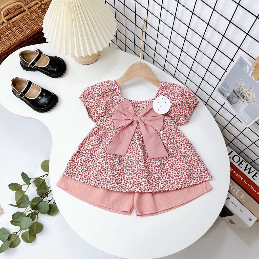 Set quần áo hoa nhí cho bé gái (Nhiều Màu) (8-30kg, cao 80-140cm) VN0003