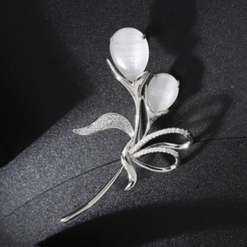 Trâm Cài Áo Hình Hoa Tulip Đính Ngọc Trai Bằng Kim Loại Phong Cách Vintage Thanh Lịch Cho