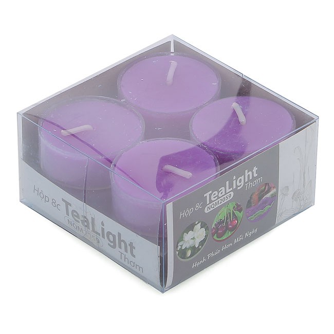 Hộp 8 nến tealight thơm đế nhựa Miss Candle NQM2059 (Tím, hương oải hương)