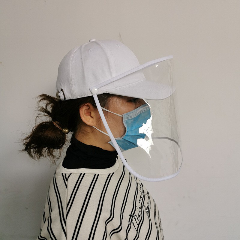 Mũ lưỡi trai kèm mặt nạ dạng bấm, chống giọt bắn, chống bụi cho người lớn, ngăn ngừa vi khuẩn, virus, phòng dịch bệnh