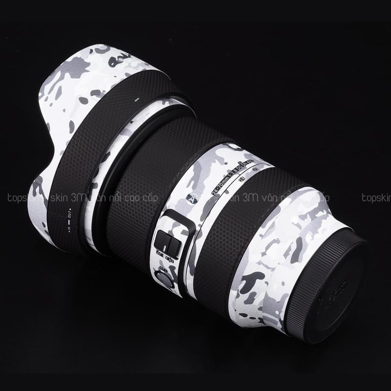 Miếng Dán Skin Máy Ảnh 3M - Mẫu camo trắng đen vân nổii- Cho các loại ống kính Canon, Nikon, Sony....