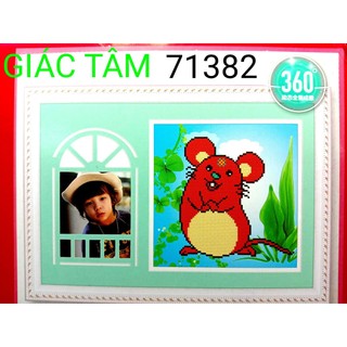 Tranh đá con chuột trẻ em - 31x31cm - 71382 - tuổi tý - tranh đá chưa làm - chưa gắn đá - chưa đính đá