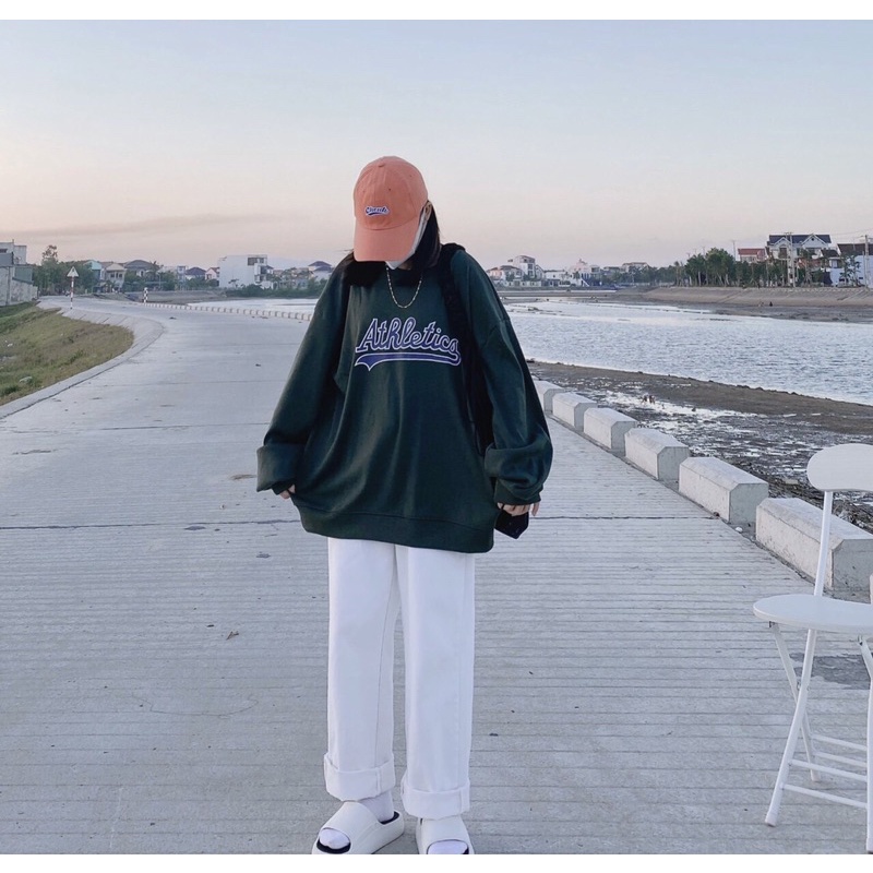 Áo Sweater Nam/ Nữ/ Unisex ATHLETIC Xanh Rêu - freesize