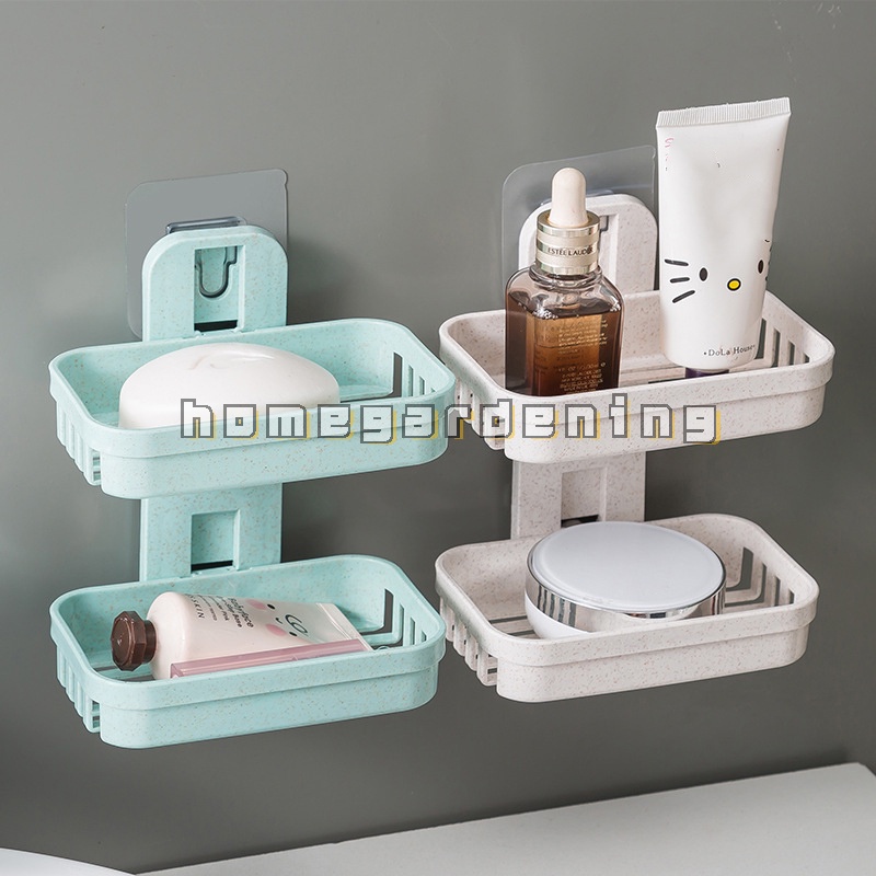 Giá đỡ xà phòng hai tầng gắn tường không cần đục lỗ