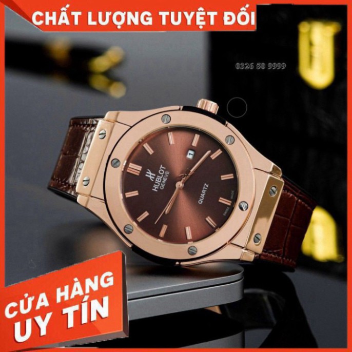 (Hublot.viền trơn) Đồng hồ nam Hublot - Bản classic máy pin - Fullbox (201)- Bảo hành 12 tháng