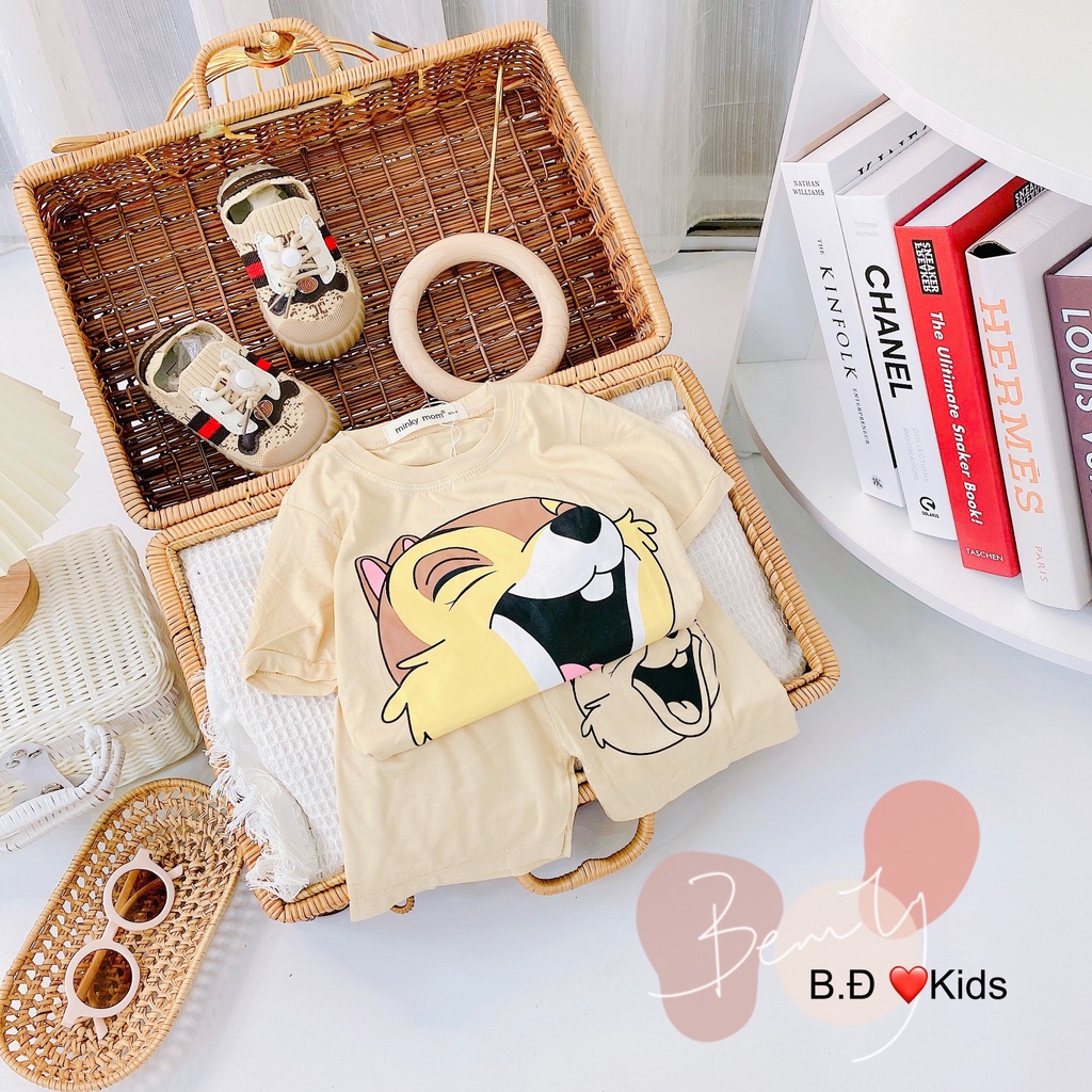 [Bé 7-25kg] Bộ ngắn tay kẻ sọc ngang thun lạnh dệt Minky Mom cho bé trai bé gái từ 7-25kg
