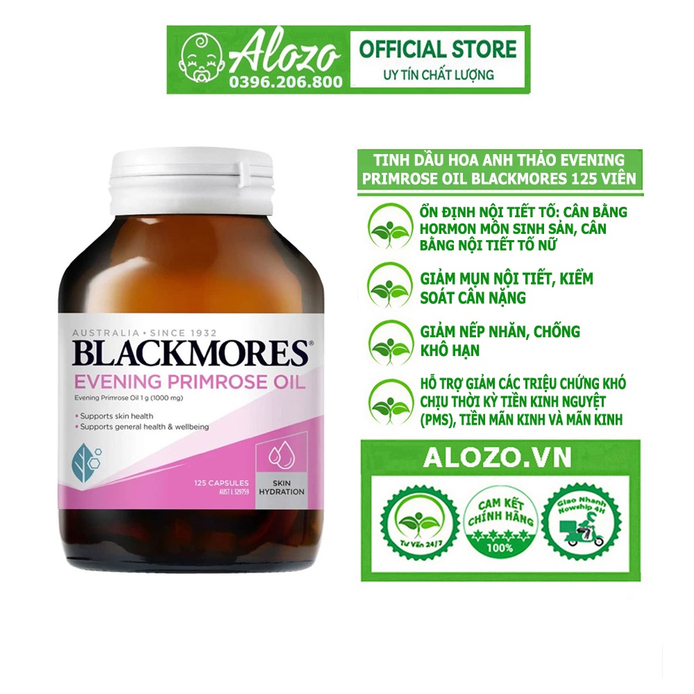 Viên uống tinh dầu anh thảo Evening Primrose Oil Blackmores 125 viên hỗ trợ đẹp da, cân bằng nội tiết