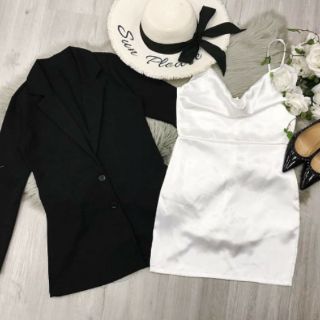 Sét áo vest đầm body phi cổ đổ