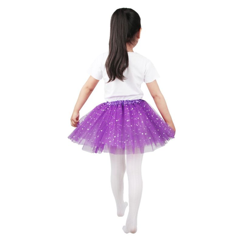 Chân váy tutu ba mảnh màu trơn đính sequin hình ngôi sao mini viền satin 12 màu 3-8T cho bé gái | BigBuy360 - bigbuy360.vn