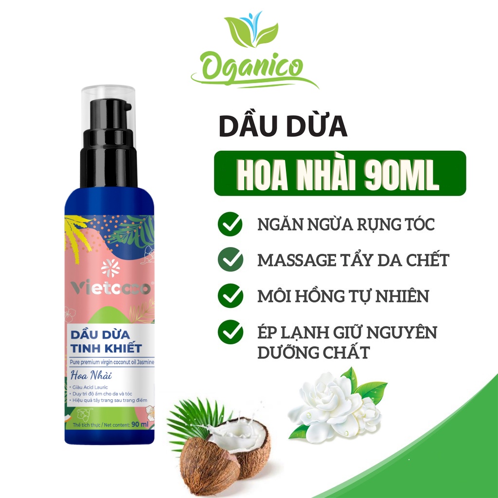 Dầu dừa Vietcoco tinh khiết mỹ phẩm Hương Hoa Nhài chai xịt 90ml DTKN | BigBuy360 - bigbuy360.vn