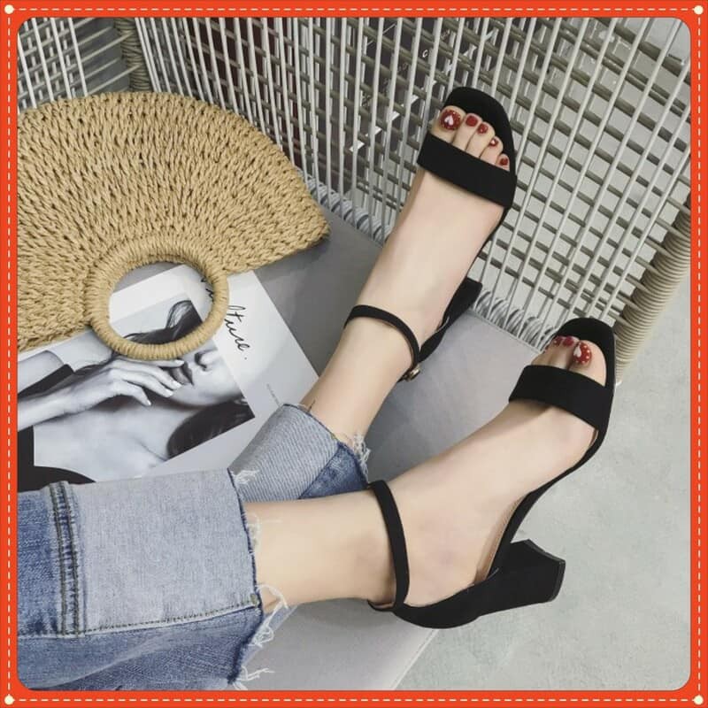 Dép Nữ Cao Gót 💓 Dép Cao đế vuông 5p💓 TongKhoQuanAoNu Dép Sandal Màu Đen Sẵn Sl
