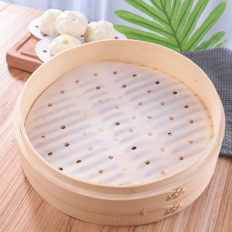 Giấy Nến Đục Lỗ - Giấy Hấp Dimsum - Giấy Lót Nồi Chiên Không Dầu Không Lỗ