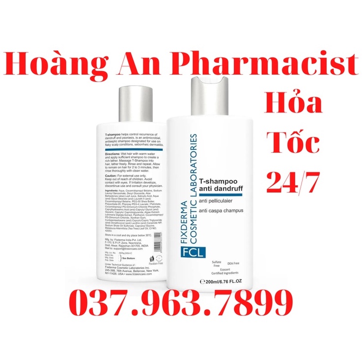 ​Fixderma FCL T-Shampoo Dầu gội sạch gàu, hết ngứa và bong tróc da