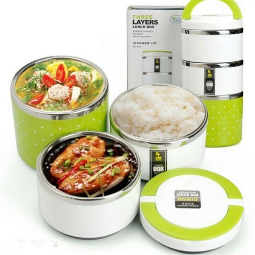 HỘP CƠM GIỮ NHIỆT CHẤM BI INOX 3 TẦNG LOẠI TỐT HÀNG CAO CẤP - HỘP CƠM 4 TẦNG LÚA MẠCH
