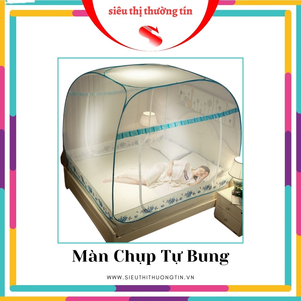 Màn Chụp Tự Bung Đỉnh Vuông Cao Cấp - Mùng Gấp Gọn Nhập Khẩu [ 1m6 - 1m8 ]