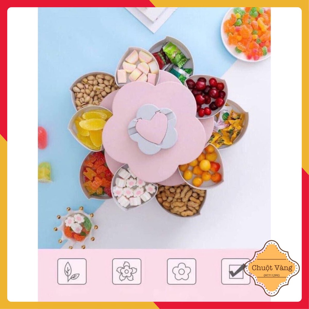 Khay mứt 2 tầng xoè cánh hoa