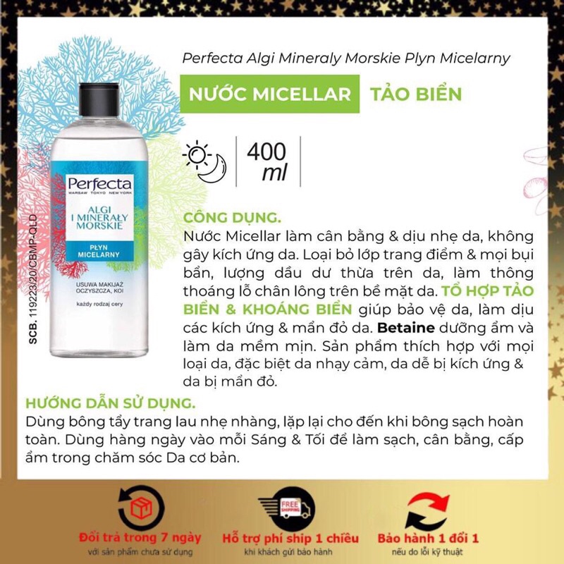 (HÀNG NHẬP KHẨU) Bộ tẩy trang 2 thì dầu-nước và nước micellar tảo biển Perfecta