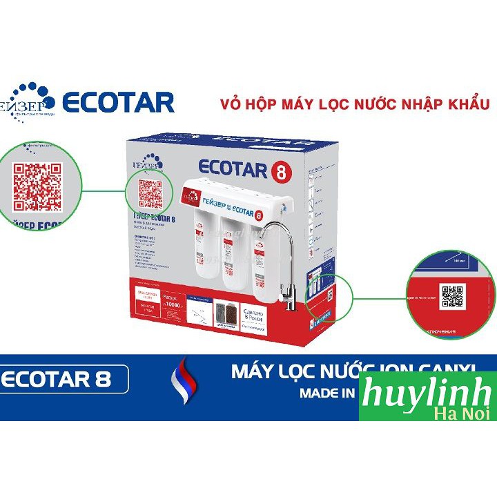 Máy lọc nước Nano Ion Canxi Geyser Ecotar 8 - Công nghệ Unitech Nano kép - Tặng kèm 2 máy lọc tại vòi Geyser Euro