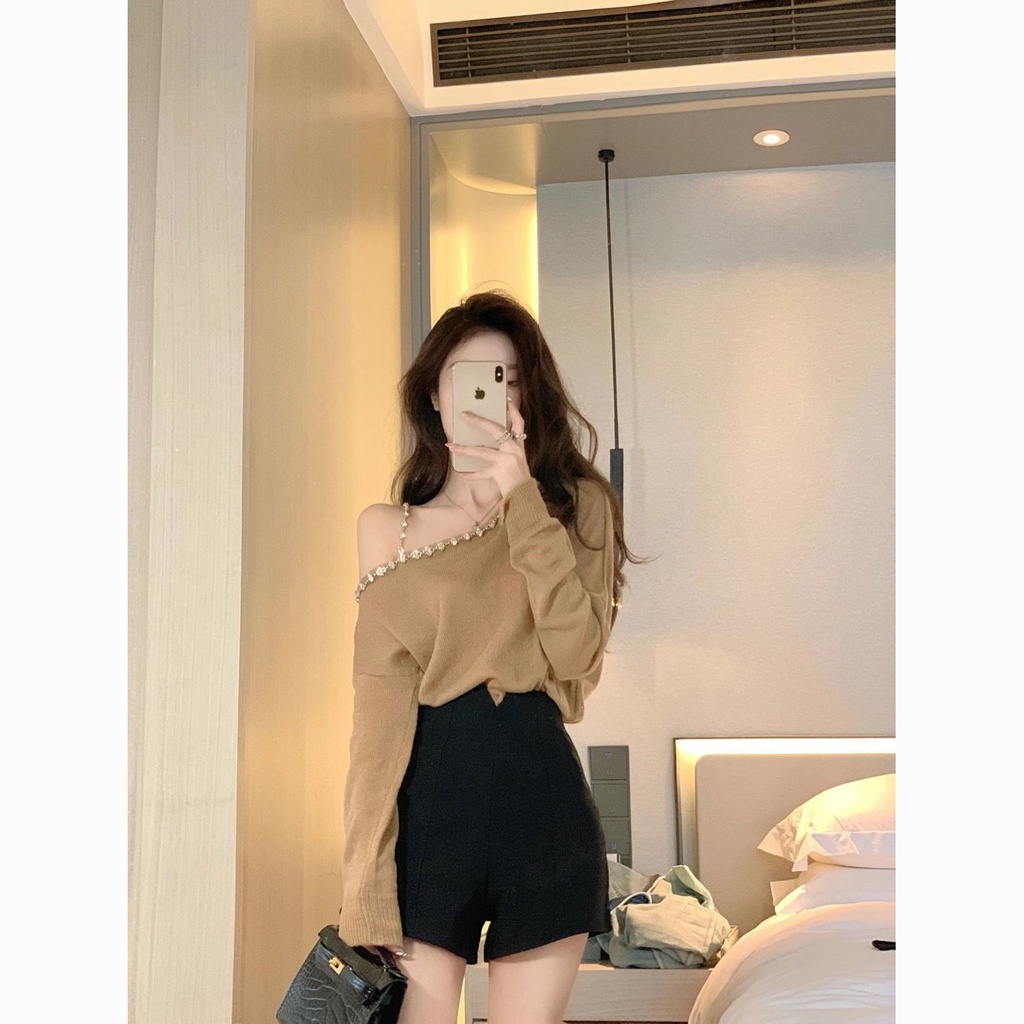 Bộ Áo Sweater Phối Quần Short Thời Trang Thu Hè Thu 2022 Mới Cho Nữ