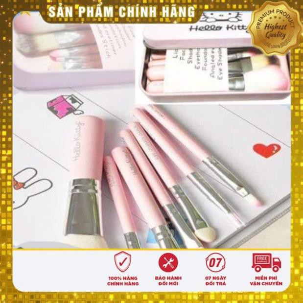 Bộ Cọ Trang Điểm 7 Món Hello Kitty Hàn Quốc, Hàng Loại 1 Hộp Thép