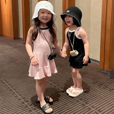 váy dây treo Đầm Hai Dây Mùa Hè Cho Bé Gái 3-8 Tuổi