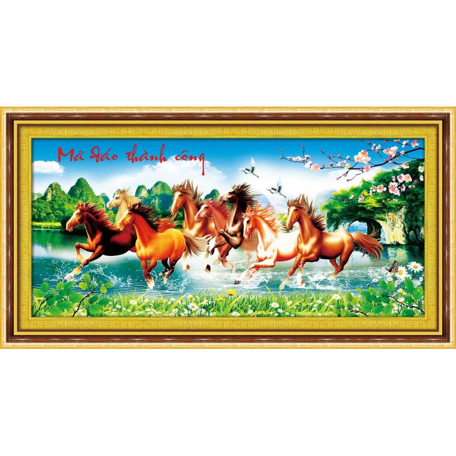 Tranh thêu chữ thập MÃ ĐÁO THÀNH CÔNG 88949 (85X44CM) chưa thêu 5d