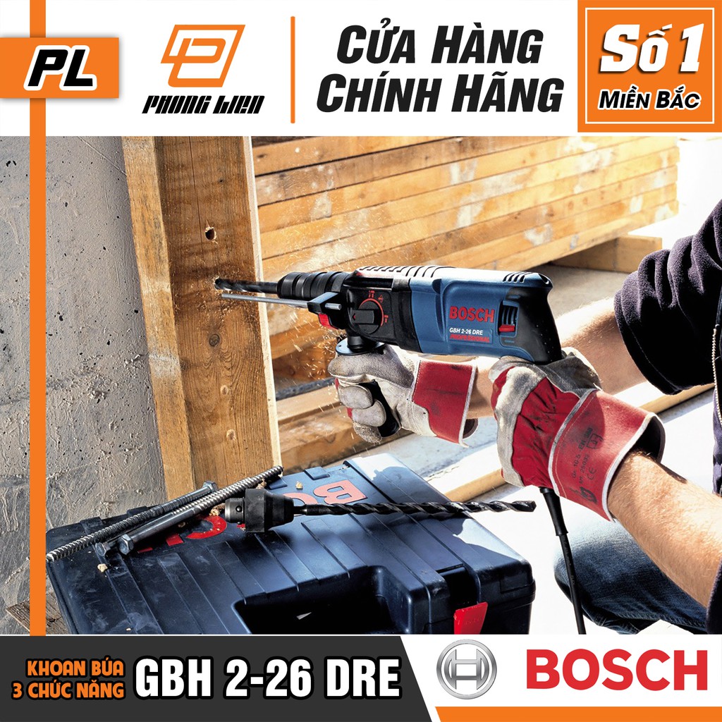 Máy Khoan Búa Bosch GBH 2-26 DRE (26MM-800W) - Chuyên Khoan Bê Tông, Có Đục - Hàng Chính Hãng