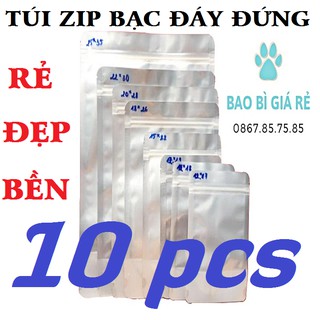 10 Túi zip bạc 15x22 đáy đứng 1 mặt đựng thực phẩm 250g - Hàng Loại 1, Bao Bì Thương Nguyễn