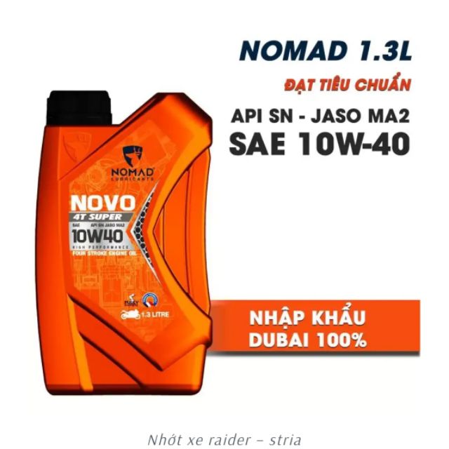 NHỚT TỔNG HỢP TOÀN PHẦN NOMAD 1.1L & 1.3L API SN- JASO MA2 10W40