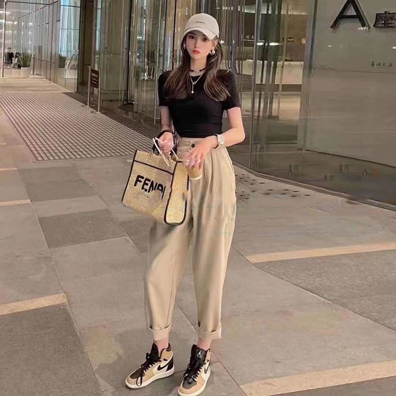 Kukee thời trang mùa hè giản dị dành cho nữ 2021 quần thẳng mới | BigBuy360 - bigbuy360.vn