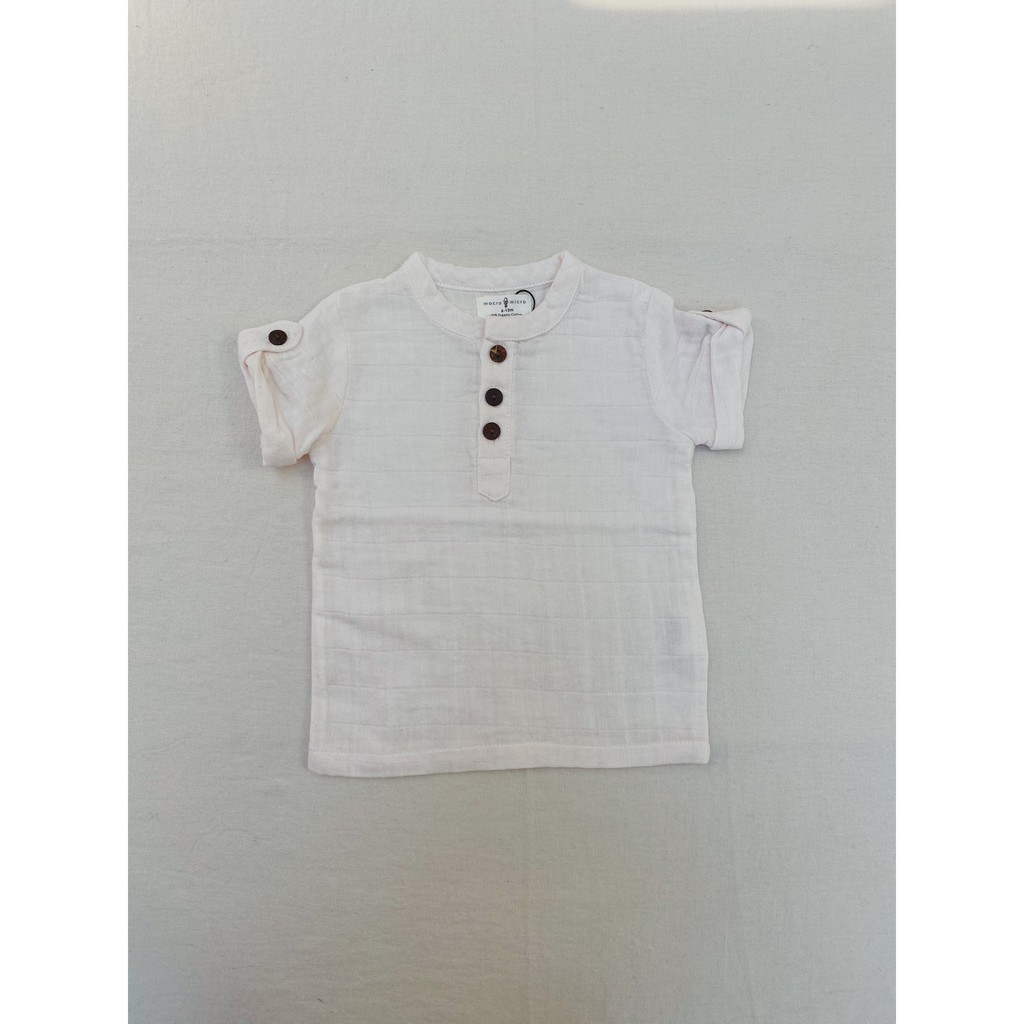 Muslin Leon Shirt (Áo Nam Henley Vải Xô Organic Cotton)