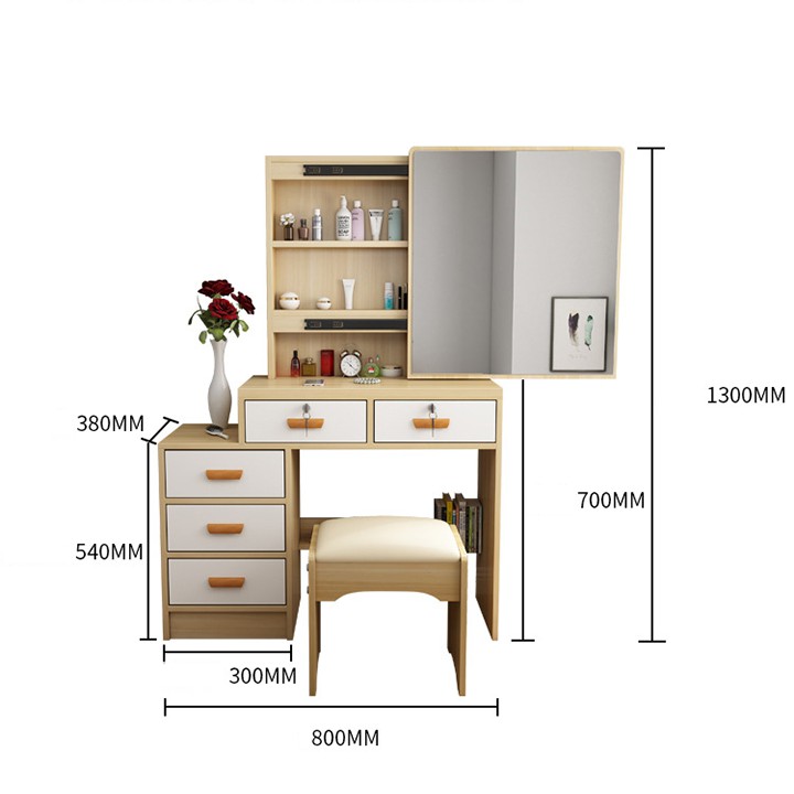 Bộ bàn ghế trang điểm gỗ đẹp , Bàn phấn gương led có ghế decor phòng ngủ DH-BGK2054 | BigBuy360 - bigbuy360.vn