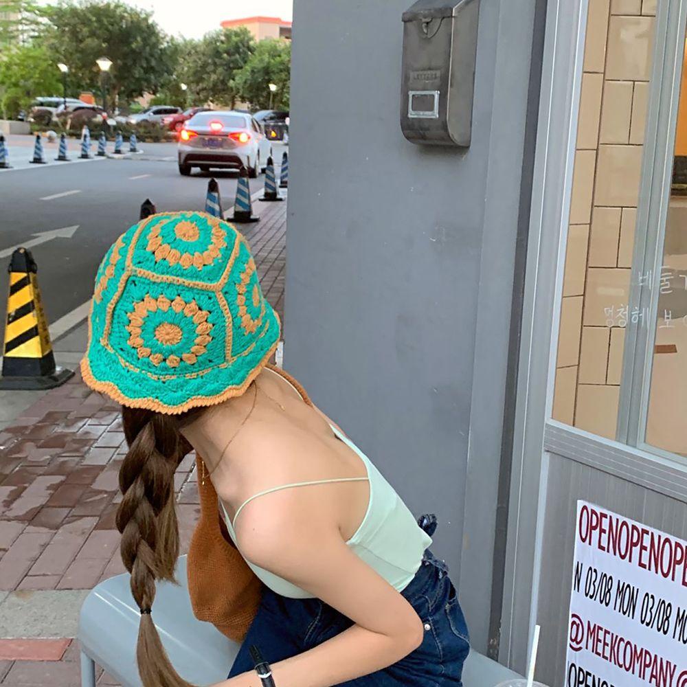 Nón Tai Bèo Dệt Kim Họa Tiết Hoa Rỗng Thiết Kế Độc Đáo Phong Cách Hàn Quốc Thời Trang Cho Học Sinh Back2