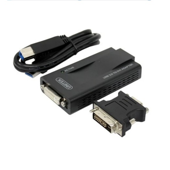 Bộ chuyển đổi tín hiệu từ máy tính cổng usb 3.0 sang DVI I 24+5  đầu cái  + đầu chuyển DVI i sang VGA lỗ Unitek Y3801