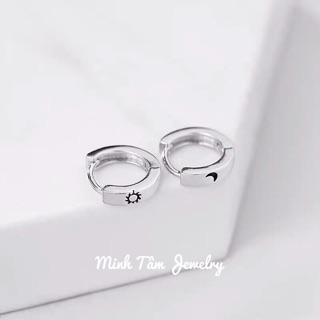 KHUYÊN TAI TRÒN MẶT TRĂNG MẶT TRỜI BẠC S925🌙BÔNG TAI BẠC Ý MẶT TRĂNG MẶT TRỜI