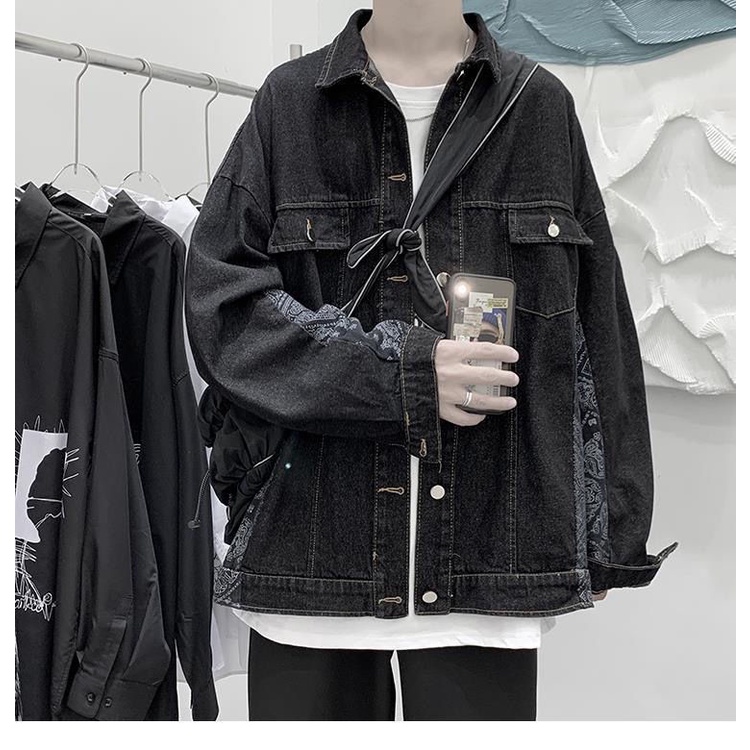 Áo Khoác Denim Dáng Rộng Kiểu Retro Hàn Quốc Cá Tính Cho Nam