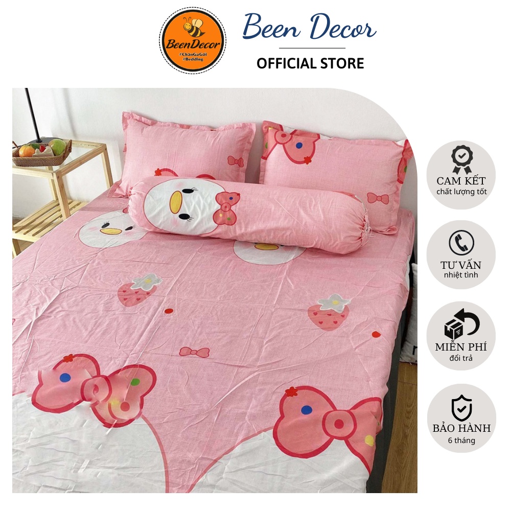 Bộ Ga Gối Poly Vịt Hồng | Bộ Drap giường Ga trải giường