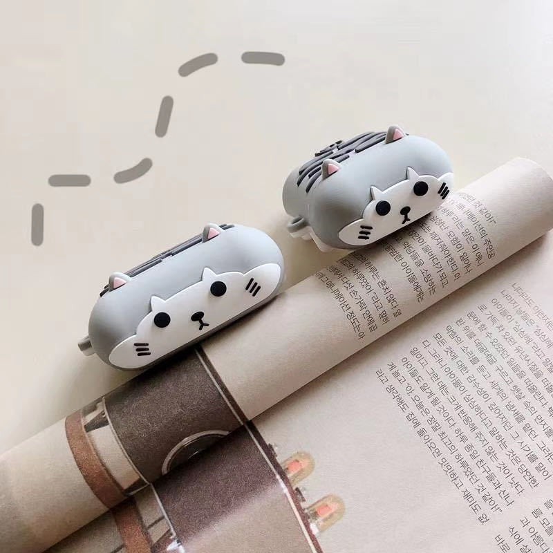 ✔️Case Vỏ Bọc Airpod 2 Đựng Tai Nghe Airpods 1 2 Pro Totoro nằm Chất Liệu Silicon Cao Cấp Cực Xinh (mèo xám)