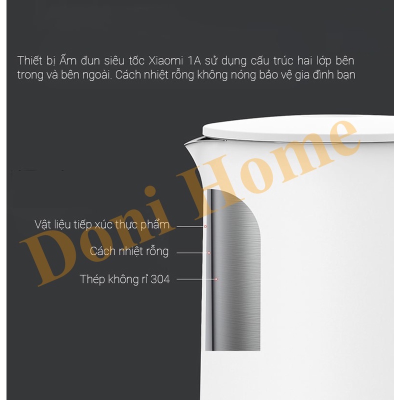 Ấm/Bình Đun Nước Siêu Tốc Xiaomi 1S 1A|BH 3 tháng|Kiểu dáng sang trọng