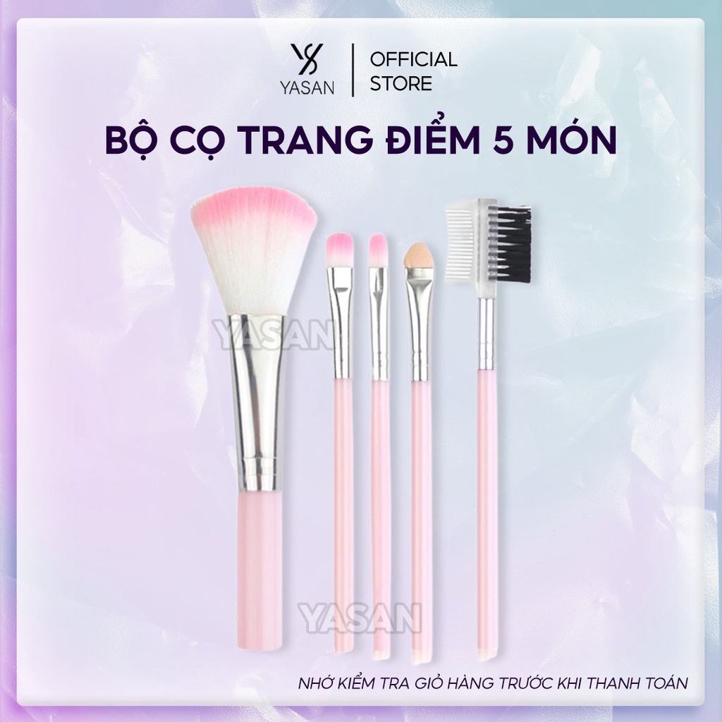 Bộ cọ trang điểm 5 chi tiết siêu cute tán kem nền phấn phủ cọ mắt tán son môi YASAN