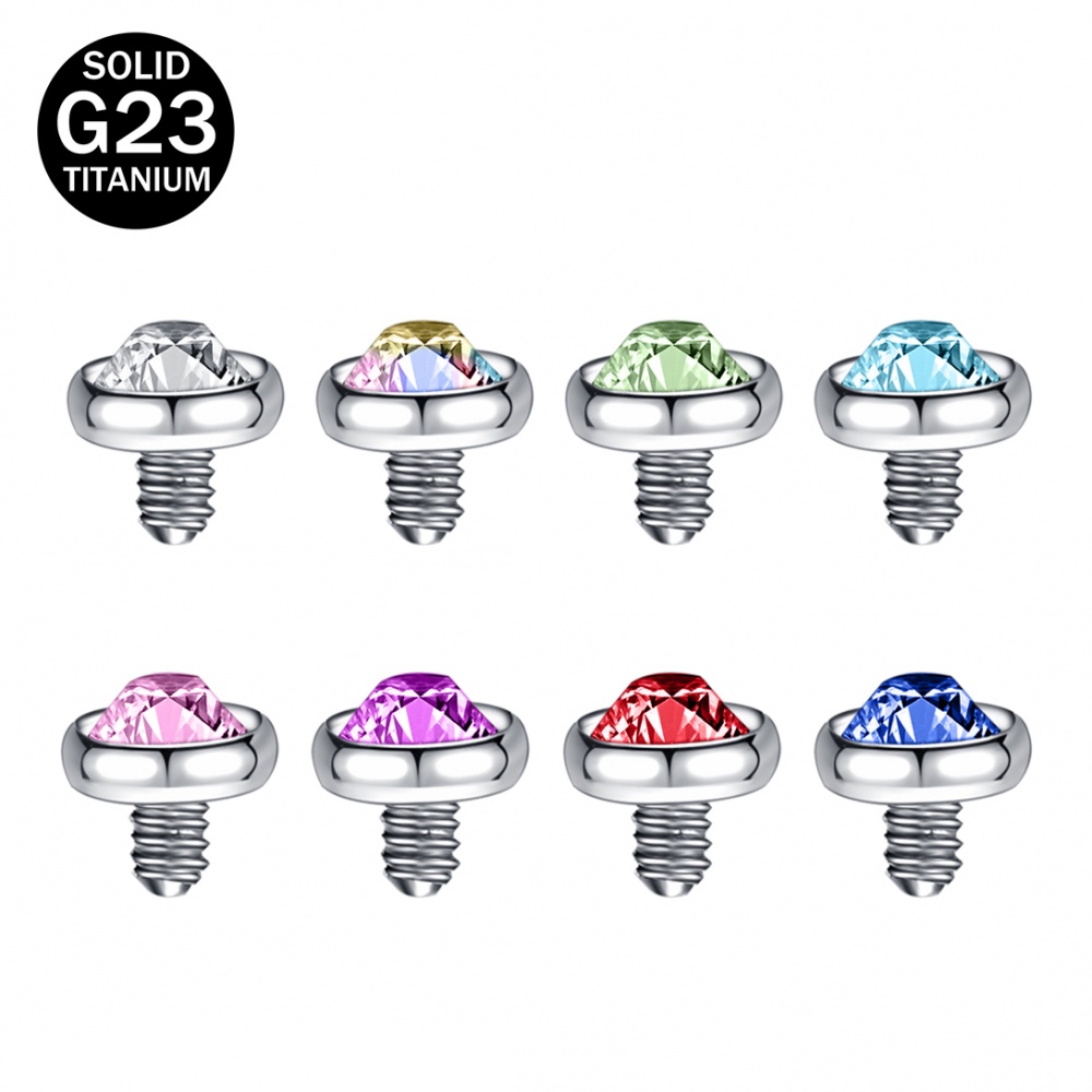 1 Khuyên Tai Mặt Mỏ Neo Đính Đá CZ G23 Nhiều Màu Sắc